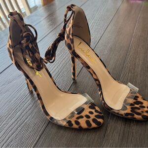 Lulu's Leopard Print Heels with Clear Strap